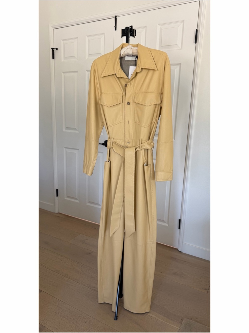 Nanushka Ashton vegan leather jumpsuit in butter yellow, size S, NWT - Picture 2 of 10